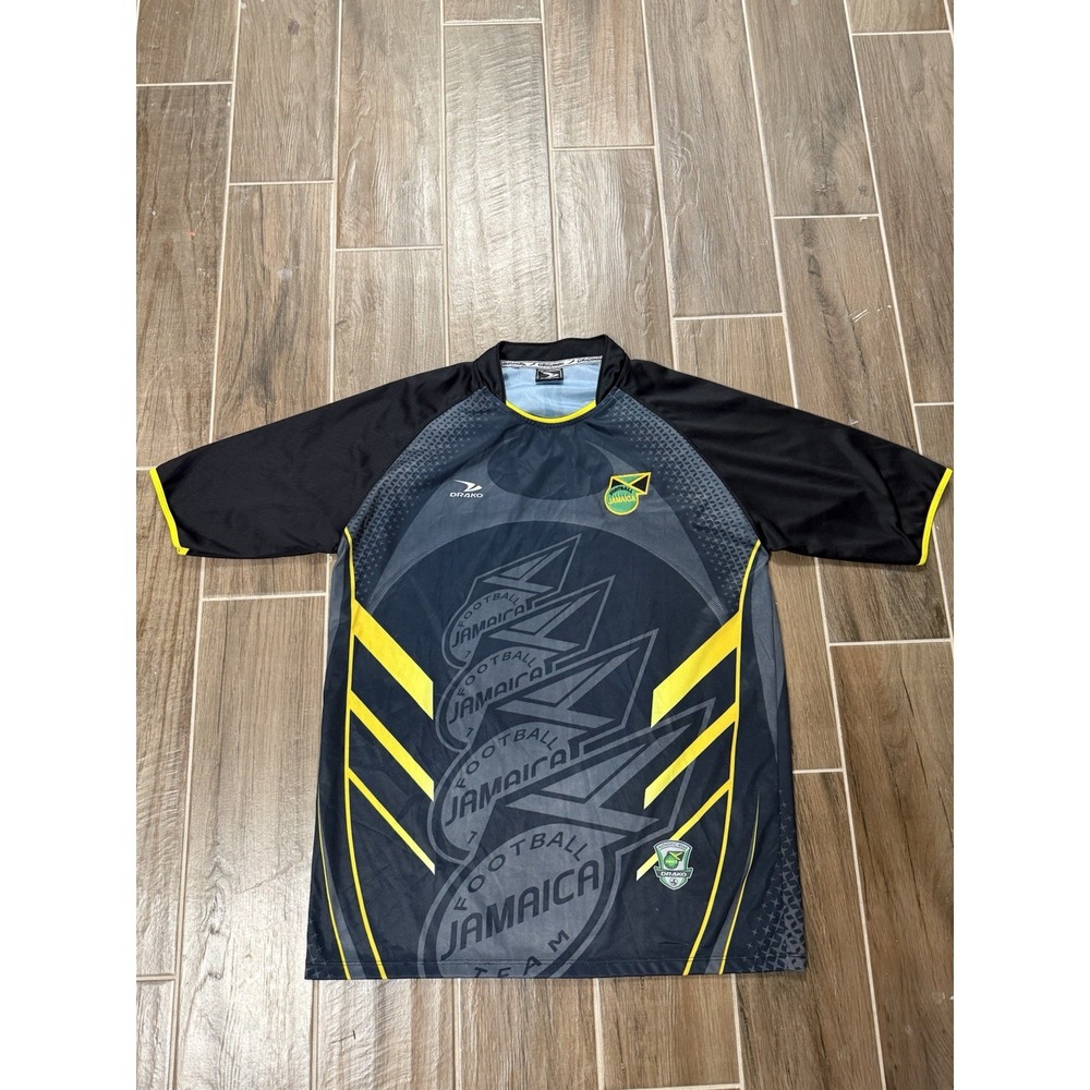 Drako Jamaica National Soccer Team Black Graphic Jersey One Size Men's
